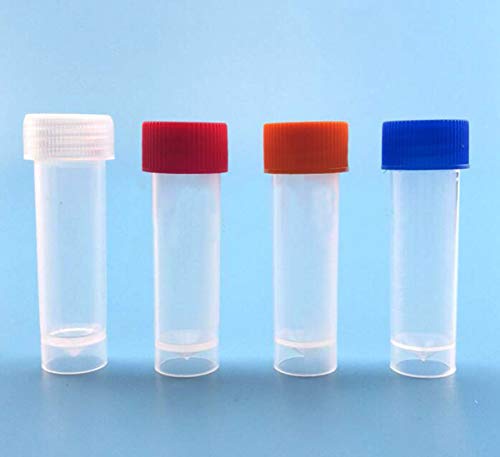 40PCS Tubo Ensayo Plástico Liuer 5 ML Tubos de Prueba Plásticos Frascos de Muestras Polvo artesanía Botellas Tubos de Ensayo Congelados Tubo con Escala Graduadas Tapón de Tuerca para Laboratorio