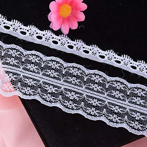 44Metros 16 Rollos Cintas Encaje Blanco Puntillas Cintas Arpillera Natural Yute Boda Decoración Manualidades Bricolaje DIY Costura