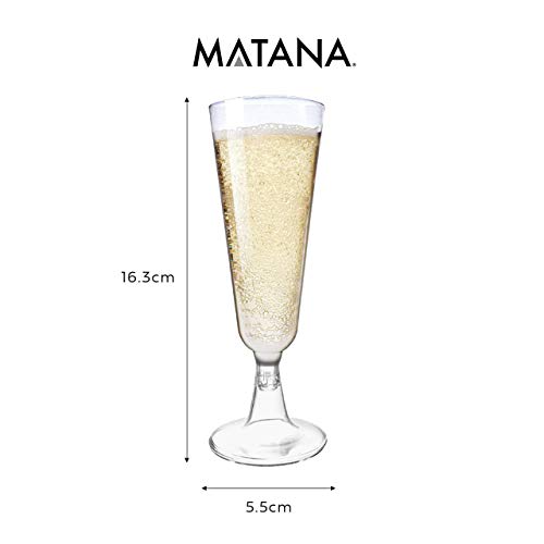 48 Flautas de Champán de Plástico Desechables, Transparente 150ml| Elegante, Resistente y Reutilizable| Vasos Alargadas Champagne, Copas Cava Plástico para Fiestas Cumpleaños Boda Navidad Año Nuevo.