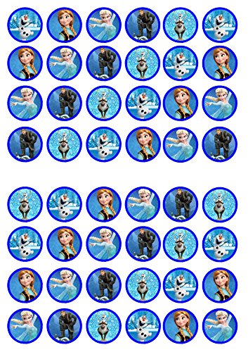 48 Frozen comestible Premium de grosor edulcorados vainilla, oblea Rice Paper, Cupcake Toppers, Cake Pops, Cookies