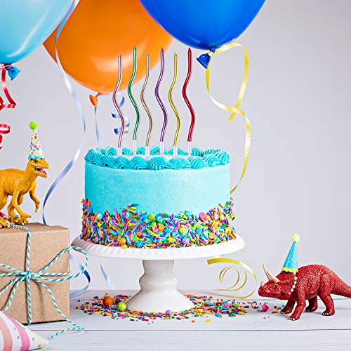 48 Piezas Velas de Cumpleaños Sinuosos Velas de Pastel Magdalena Espiral Metálico con Funda Velas de Tarta de Bobina Rizada Larga y Delgada para Decoración Fiesta Boda Cumpleaños (Colorido Metálico)