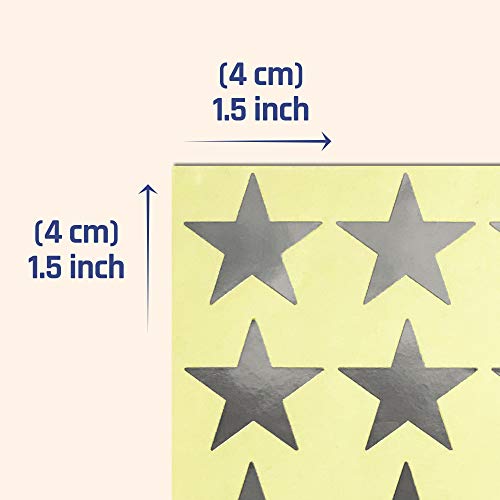 4cm Brillante Estrella Plateada Pegatinas Adhesivo - 25 Hojas, Paquete de 500 Pegatinas
