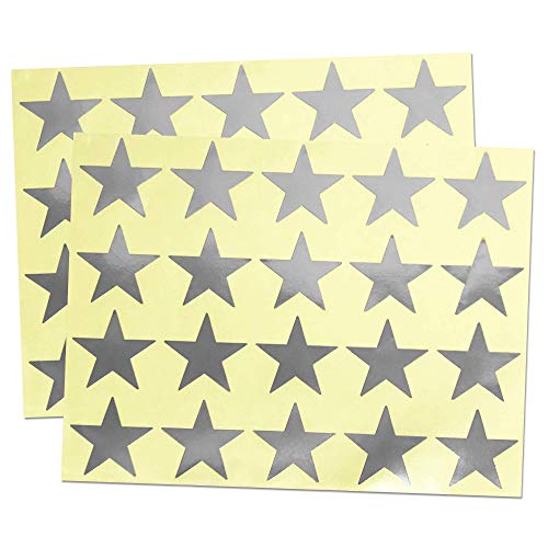 4cm Brillante Estrella Plateada Pegatinas Adhesivo - 25 Hojas, Paquete de 500 Pegatinas