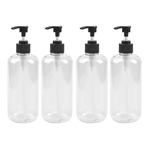 4pcs Botella de Jabón de Pet Dispensadores de Jabón y de Loción Botella de Champú de Gel de Ducha 500ml Transparente Reciclables en Hogar Contenedores de Jabón para Manos