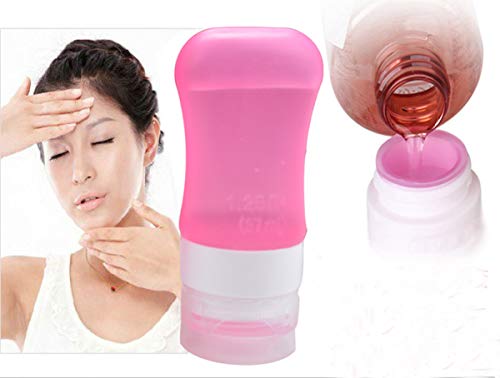 4PCS Botes Viaje Liuer Neceser Viaje Mujer Hombre Viaje Botella Sin Bpa de Silicona a Prueba de Fugas y 4PCS Plástico Tarro de Crema para champús lociones y artículos de tocador FDA Certified