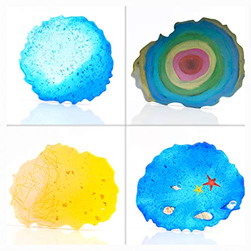 4Pcs Moldes Resina Epoxi Moldes de Silicona para Manualidades Resina Epoxi Transparente Moldes de fundición de joyas Resina Epoxi Moldes para Cenicero/Portavasos/Porta Vela/Hacer Artesanías