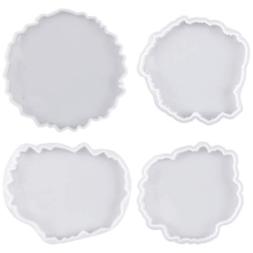 4Pcs Moldes Resina Epoxi Moldes de Silicona para Manualidades Resina Epoxi Transparente Moldes de fundición de joyas Resina Epoxi Moldes para Cenicero/Portavasos/Porta Vela/Hacer Artesanías