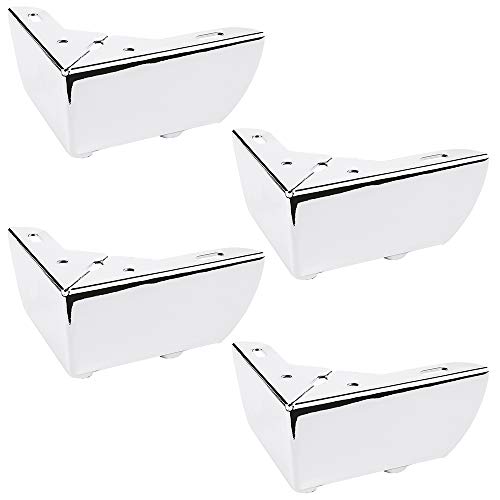 4un. Pata pie de sofa altura 50mm en acero chapado cromo brillo. Con tapon contera deslizante