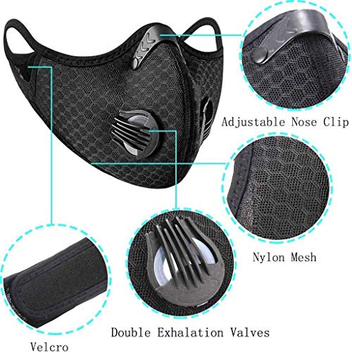 4xMasks-Mascarillas 8xFiltros Ciclismo movimiento aire libre Unisex Protector Facial Tela Diseño moda Protección Respiratoria Antipolvo Visera Facial Cara Reutilizables Lavable Ciclismo