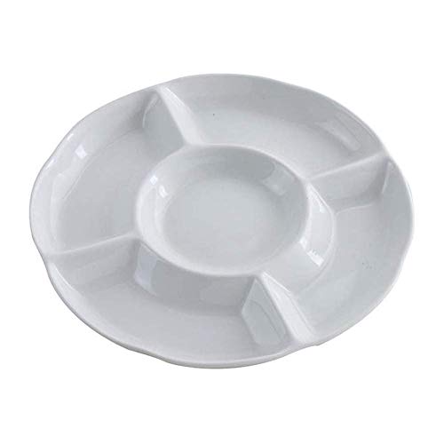 5 Compartimentos Bandeja de Frutas, Plato de Aperetivos, Sin BPA Blanca 5 Compartimentos Plástico Bandeja Dividida Para Frutas, Ensaladas, Postres, Sushi, Vegetales (10 Pulgadas)