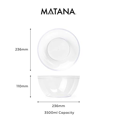 5 Piezas -3500ML- Ensaladeras de Plástico Desechables Grandes, Cuencos Bol de Plástico Transparentes - Elegante, Ligero, Resistente y Reutilizable| Fiestas Cumpleaños Catering Navidad Año Nuevo