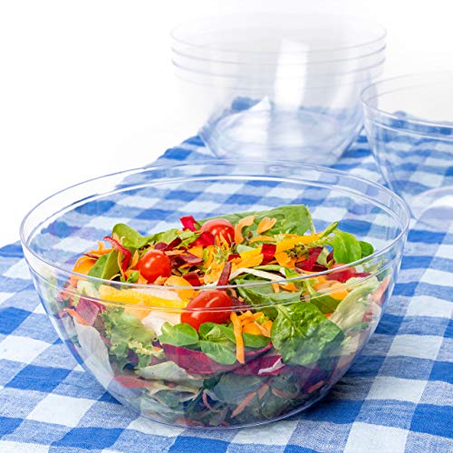 5 Piezas -3500ML- Ensaladeras de Plástico Desechables Grandes, Cuencos Bol de Plástico Transparentes - Elegante, Ligero, Resistente y Reutilizable| Fiestas Cumpleaños Catering Navidad Año Nuevo