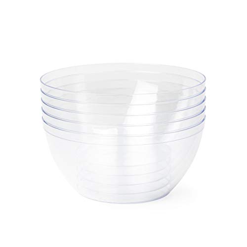 5 Piezas -3500ML- Ensaladeras de Plástico Desechables Grandes, Cuencos Bol de Plástico Transparentes - Elegante, Ligero, Resistente y Reutilizable| Fiestas Cumpleaños Catering Navidad Año Nuevo