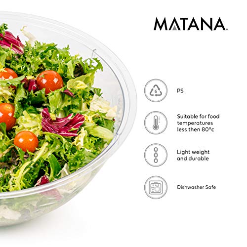5 Piezas - 5100ML - Ensaladeras Desechables Extra Grandes, Gigante Cuencos, Bol de Plástico Transparentes - Ligero, Resistente y Reutilizable| Bocadillos Ensaladas Frutas Fiestas Cumpleaños Bodas.