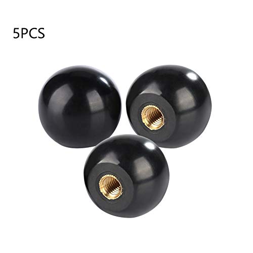 5 Piezas BM12*40 Pomo Perilla de Bola，Manija de Bola de Baquelita de Bola Redondo Reemplazo de Cobre Insertar de Material de Baquelita Accesorios Universales para Máquinas-Herramienta