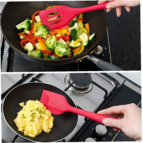 5 Piezas De Silicona Utensilios De Cocina Antiadherente Utensilios De Cocina Set De Prueba De Calor Novedades para La Cocina con Núcleo Sólido para Que Cocinan La Barbacoa (Rojo)