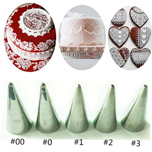 5 Piezas extremidades de Herramienta de Acero Inoxidable formación de Hielo Tubería Boquillas Set Crema Escritura Decoración Decoración de Pasteles de pastelería para Hornear Sugerencia