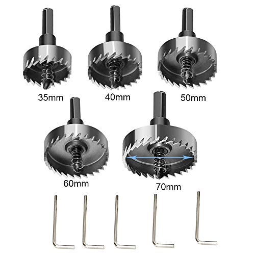 5 piezas HSS agujero de acero de alta velocidad vio perforar chapa de acero inoxidable agujero escariador de metal sierra,Inoxidable Agujero Herramientas Cortadora(Talla grande 35-70mm)