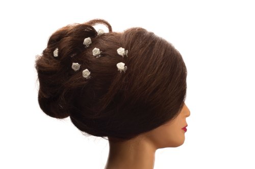 5 Pinzas para el cabello con rosas - Accesorios para el cabello de flores - flor Blanco