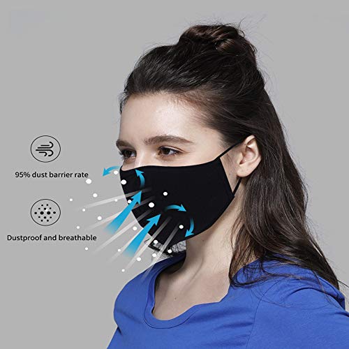5 protectores a la moda, lavables y reutilizables, de algodón, transpirables, para exteriores, unisex, 10 filtros de carbón activado reemplazables