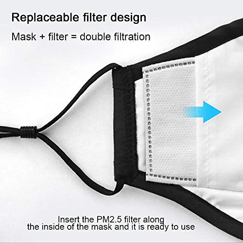 5 protectores a la moda, lavables y reutilizables, de algodón, transpirables, para exteriores, unisex, 10 filtros de carbón activado reemplazables