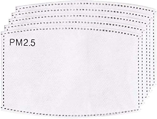 5 protectores a la moda, lavables y reutilizables, de algodón, transpirables, para exteriores, unisex, 10 filtros de carbón activado reemplazables