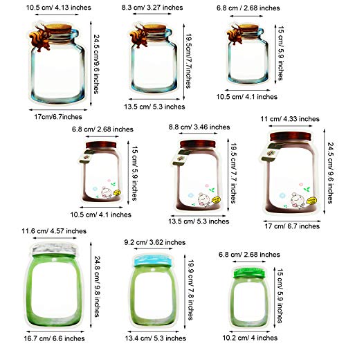 50 Bolsas de Botellas de Tarro de Masón Bolsa de Cremallera de Alimentos Reutilizable Bolsa Sellada de Bocadillo Sándwich Bolsa Fresca de Almacenamiento Hermética Bolsa de Galletas Nueces Dulces