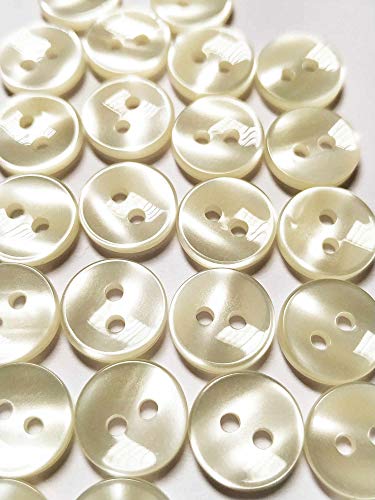 50 Botones de nacar para camisas de 1 cmt. de diamétro, color crudo de 2 agujeros - FABRICADO Y ENVIADO desde España