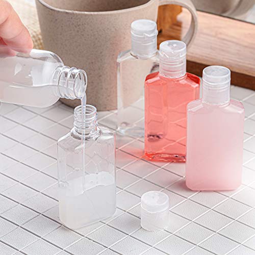 50 Piezas de Botellas de Viaje Vacías Transparentes Contenedor Vacío con Tapa Abatible de 30 ml/ 1 oz Botellas Portátiles Recargables con Tapa Abatible para Viajes de Negocios de Acampar al Aire Libre