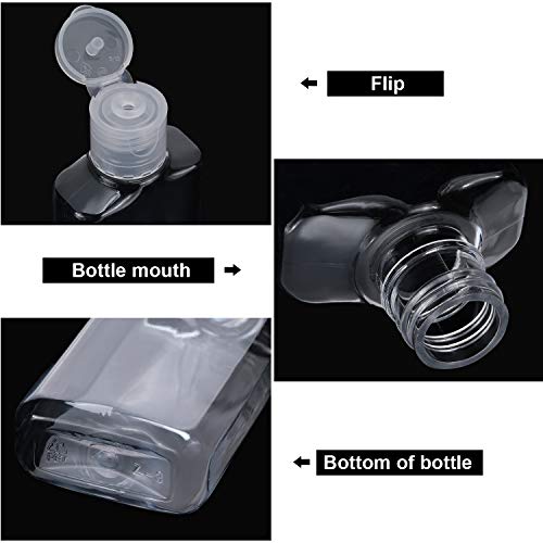 50 Piezas de Botellas de Viaje Vacías Transparentes Contenedor Vacío con Tapa Abatible de 30 ml/ 1 oz Botellas Portátiles Recargables con Tapa Abatible para Viajes de Negocios de Acampar al Aire Libre