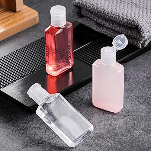 50 Piezas de Botellas de Viaje Vacías Transparentes Contenedor Vacío con Tapa Abatible de 30 ml/ 1 oz Botellas Portátiles Recargables con Tapa Abatible para Viajes de Negocios de Acampar al Aire Libre