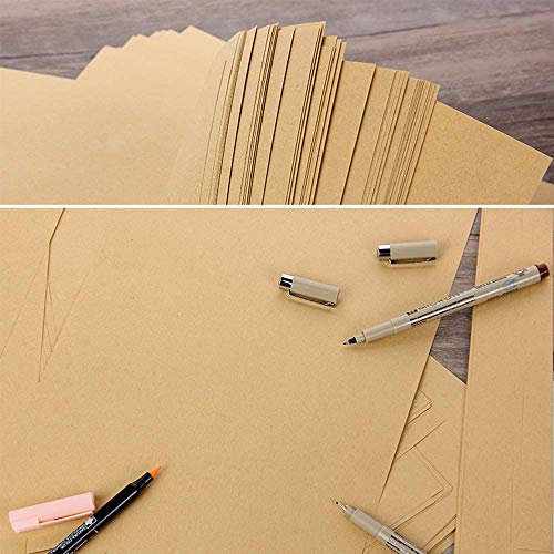 50 Piezas Hojas de Papel Kraft, Cartón Din A4, Cartón Kraft Card, Cartón Natural, para Todo Tipo De Aplicaciones Artísticas y de Bricolaje (Marrón Oscuro)