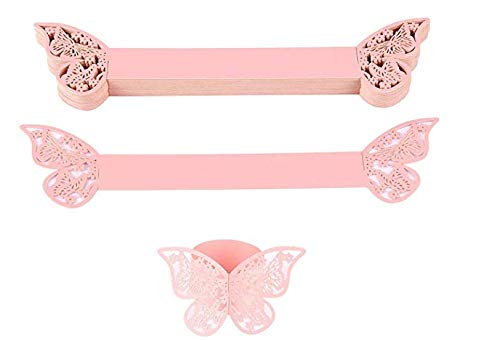 50 piezas Mariposa Anillo de servilleta de Papel Chic Mariposa Anillos de servilleta de reemplazo Hueco del Corte del Papel de la servilleta Hebillas para Boda Bautismo Cumpleaños (Color al azar)
