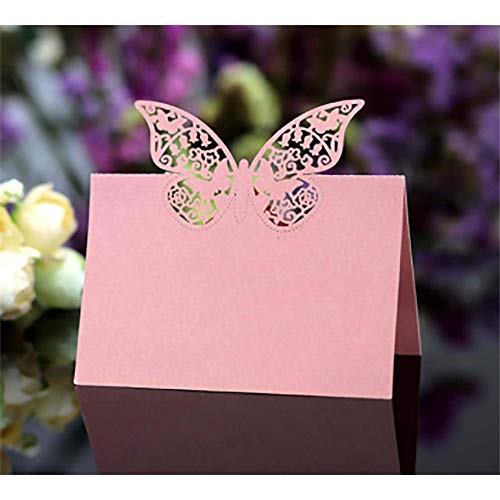 50 Tarjetas de Asiento Mariposa, Tarjetas de Lugar, Tarjeta de Lugar de Mariposa Cortada con Láser, para Decoración de Fiestas, Reuniones, Suministros de Boda (5 Colores)
