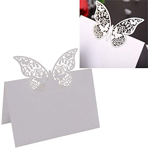 50 Tarjetas de Asiento Mariposa, Tarjetas de Lugar, Tarjeta de Lugar de Mariposa Cortada con Láser, para Decoración de Fiestas, Reuniones, Suministros de Boda (5 Colores)