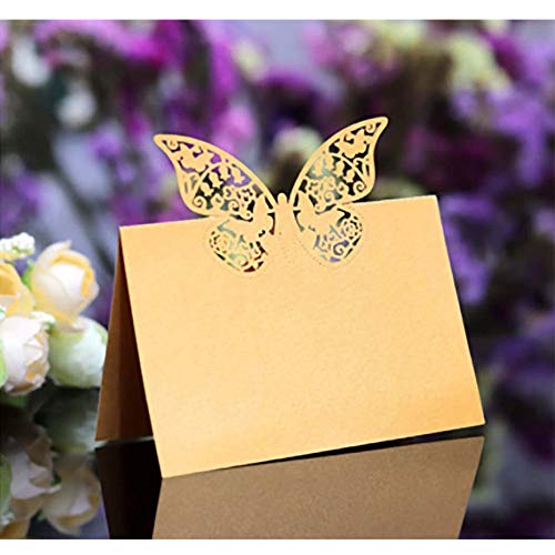 50 Tarjetas de Asiento Mariposa, Tarjetas de Lugar, Tarjeta de Lugar de Mariposa Cortada con Láser, para Decoración de Fiestas, Reuniones, Suministros de Boda (5 Colores)