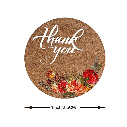 500 pegatinas redondas de agradecimiento con diseño de flores para bodas, fiestas, hechas a mano, para sellar álbumes de recortes, suministros de panadería, pegatinas de boda de 2,54 cm