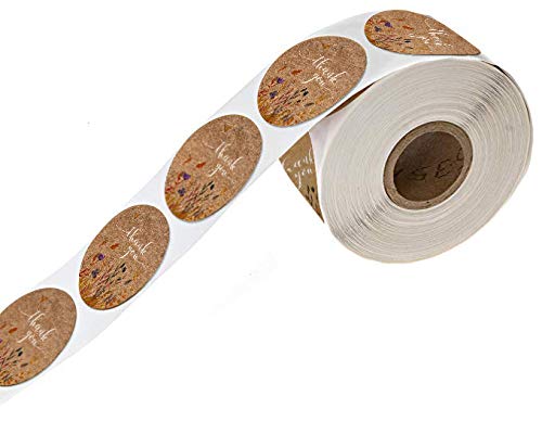 500 pegatinas redondas de agradecimiento con diseño de flores para bodas, fiestas, hechas a mano, para sellar álbumes de recortes, suministros de panadería, pegatinas de boda de 2,54 cm