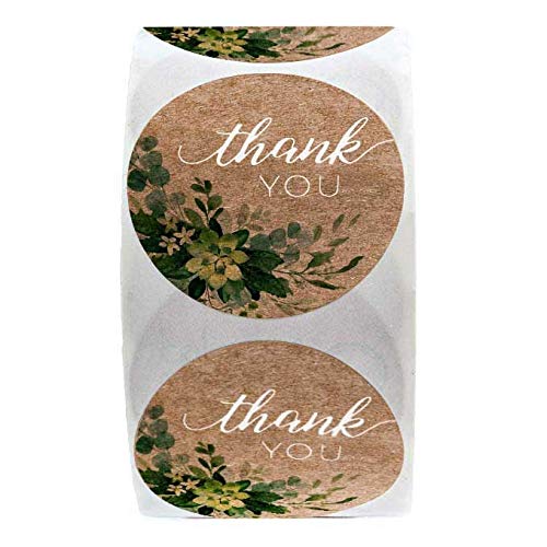 500 pegatinas redondas de agradecimiento con diseño de flores para bodas, fiestas, hechas a mano, para sellar álbumes de recortes, suministros de panadería, pegatinas de boda de 2,54 cm