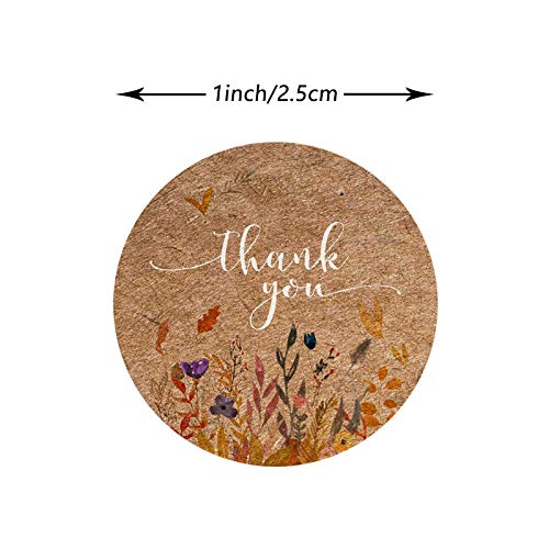 500 pegatinas redondas de agradecimiento con diseño de flores para bodas, fiestas, hechas a mano, para sellar álbumes de recortes, suministros de panadería, pegatinas de boda de 2,54 cm