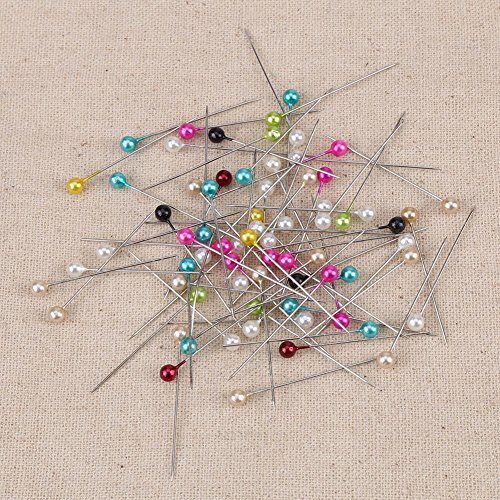 500 Piezas Alfileres Rectos de Cabeza de Perla Redonda de Coser con Alfiletero y Caja Plásticos para Manualidades de Costura y Decoraciones（Plastico）