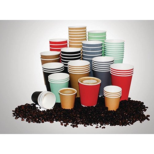 500 x negro martillo de desechables de pared fiesta taza caliente Ripple Take Away viaje