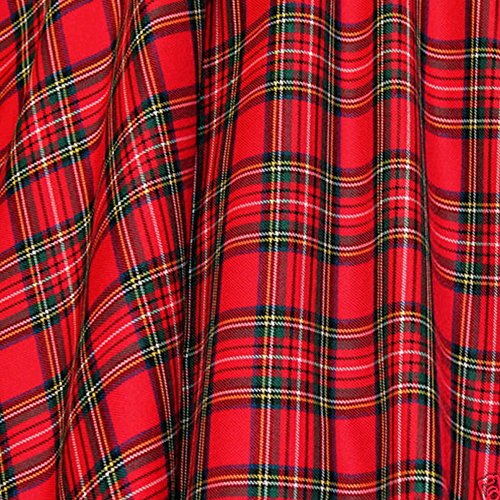 50s Vestidos Vintage Elegante Ceremonia de Boda Fiesta Mujer Vestido Retro Escocés Plaid Vestido sin mangas de la vendimia (XL, Rojo)