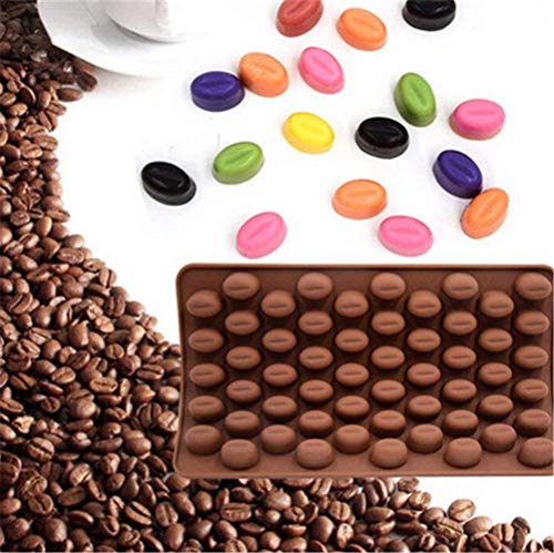 55 agujeros granos de café Granos de café Chocolate 3d molde de silicona antiadherente para tartas Fondant DIY molde de hielo Jelly