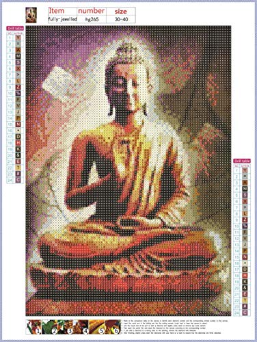 5D Diamond Painting Full Drill Buda, Punto de Cruz Diamante 5d DIY, Pintura por número Cuadros Punto de Cruz Diamante Manualidades decoración de la Pared para el hogar30x40cm