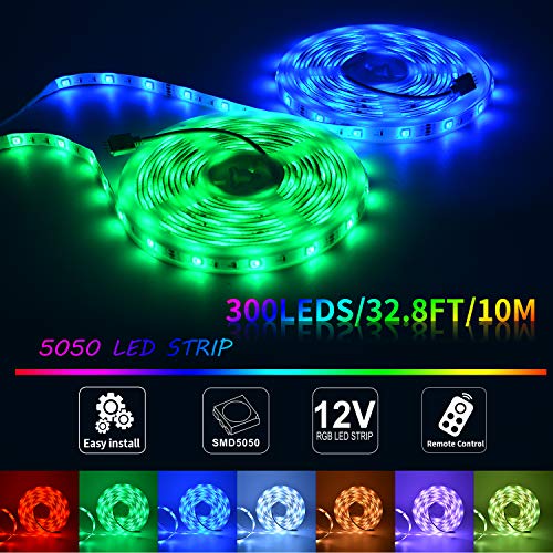 5M Tiras LED |150 leds 5050 RGB SMD Impermeable IP65 | Control Remoto de 44 Claves,Usado para Restaurante, Cocina, Porche,Fiesta,Kit Completo 12V [Clase de eficiencia energética A+++]