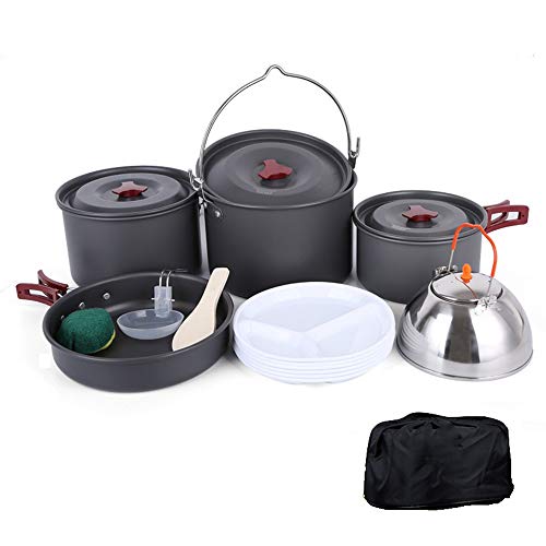 6-8 Personas Uso 17 Piezas Juego De Utensilios De Camping Que Va De Excursión Con Mochila Y Acampar Al Aire Libre Del Engranaje De Supervivencia Utensilios De Cocina Ollas Equipo De Cocina |Mini Pan,
