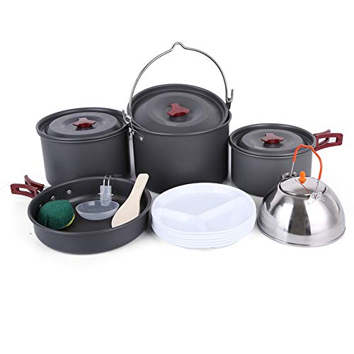 6-8 Personas Uso 17 Piezas Juego De Utensilios De Camping Que Va De Excursión Con Mochila Y Acampar Al Aire Libre Del Engranaje De Supervivencia Utensilios De Cocina Ollas Equipo De Cocina |Mini Pan,