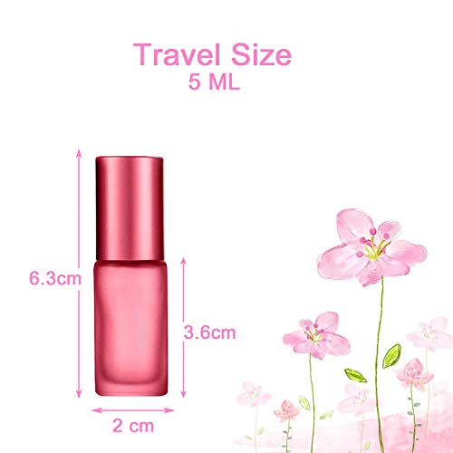6 botellas de 5 ml de aceites esenciales, botellas de rodillo JamHooDirect, rellenables, de vidrio esmerilado, con 1 abridor y 1 cuentagotas, perfecto para aromaterapia, fragancia, perfume