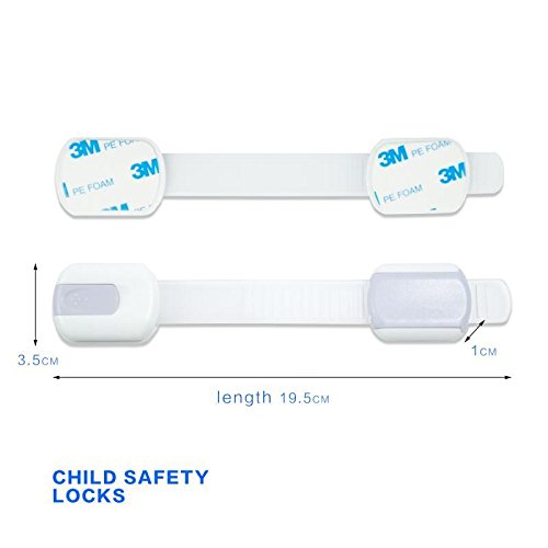 6 correas KEKU para niños con cerradura de seguridad sin herramientas o perforaciones. Tamaño ajustable para armarios, cajones, electrodomésticos, asiento de inodoro, refrigerador, horno, etc.